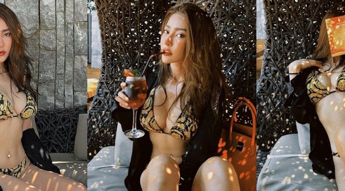 โบกิ ภาสินี นุ่งบิกินี่ลายดอก อวดอึ๋มทะลัก ริมสระน้ำ หนังสือปิดหน้ายังไงก็สะท้าน ! โบกิ ภาสินี